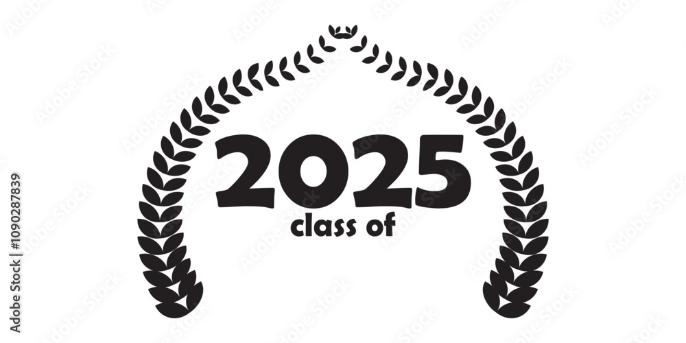 Class of 2025 Graduate cap logo icon text vector in white background ...
