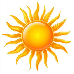 Wall Mural - a bright yellow sun with rays on a white background.