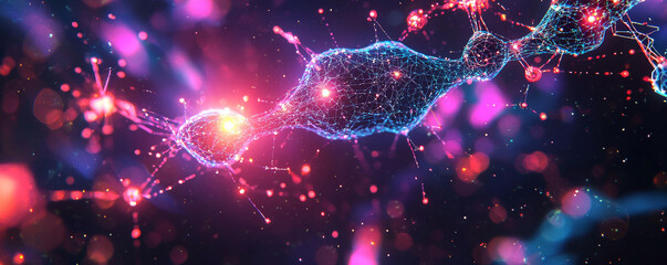 Wall Mural - visual representation of complex network resembling neural connections, showcasing vibrant colors an