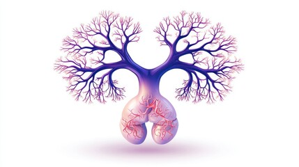 Poster - Abstract illustration of lungs resembling a tree structure, symbolizing respiration and nature.