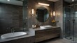 © Lycee - Modern Dark Gray Bathroom Design
