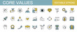 © Rico - Core values line color icons set. Editable stroke.
