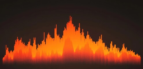 Poster - A vibrant audio waveform displayed in shades of orange against a dark background.