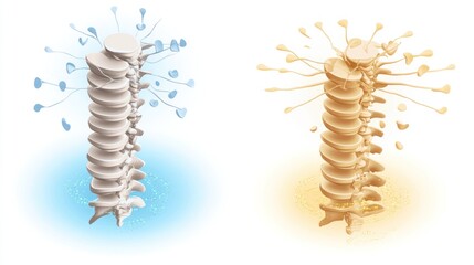 Poster - Illustration of a spine with water and energy effects, highlighting health and wellness concepts.