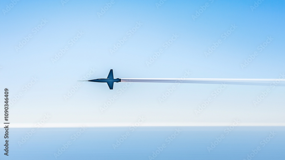 Aircraft rapidly breaking the sound barrier, creating a visible ...