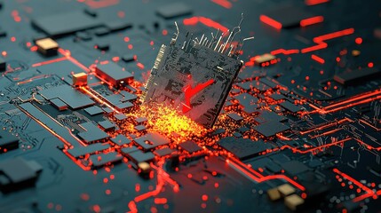 Leinwandbilder - Error disruption in ai algorithm code digital environment technical analysis cybersecurity landscape critical viewpoint impact of code integrity