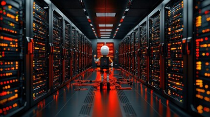 Leinwandbilder - Ai-powered server room breach alert red lighting standards for enhanced security management in high-tech environments