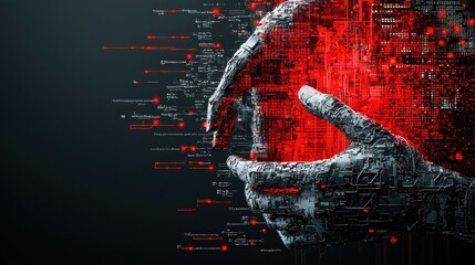Poster - Unauthorized access to breached ai database cybernetic environment digital content high-tech viewpoint security concept