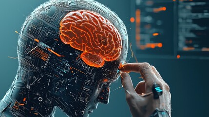 Leinwandbilder - Exploring holographic ai brain glitch effects in cybernetic environments insights on vulnerability standards
