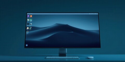 Wall Mural - a modern and sleek desktop kit featuring minimalist design elements, workspace, modern