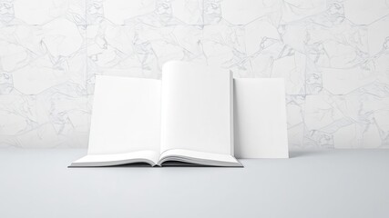 Wall Mural - A set of three book covers in different sizes displayed on a table, table, perspective