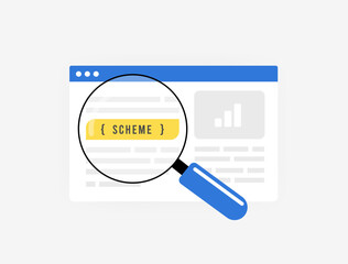 Wall Mural - seo schema markup concept - structured data, search engine optimization, enhanced search results and