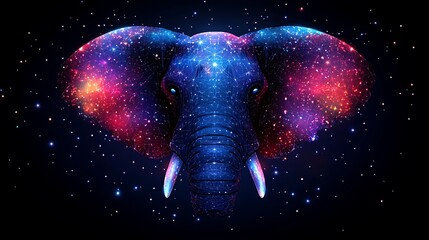 Wall Mural - cosmic elephant head, nebula texture, space background.
