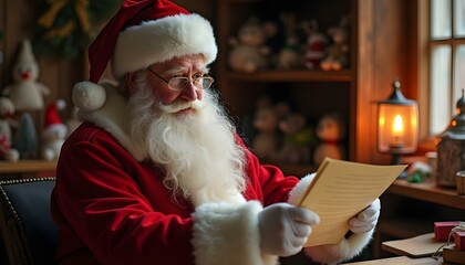 Wall Mural - santa claus reading a book