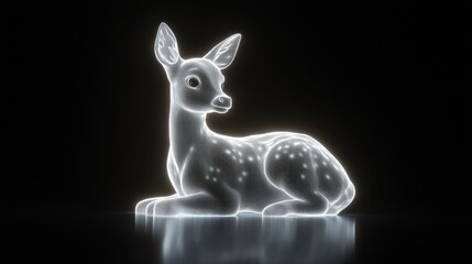 Aufkleber - A glowing, ethereal depiction of a deer resting gracefully.