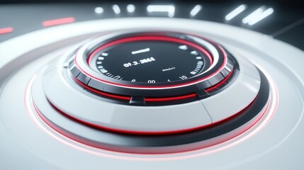 Fototapete - A futuristic control panel with a circular interface and glowing accents.