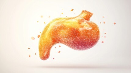 Poster - A stylized, digital representation of a stomach, emphasizing biological structure.