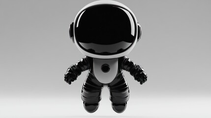 Poster - A glossy black astronaut figure floating against a simple gray background.