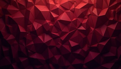 Wall Mural - Digital abstract artwork of a geometric polygonal structure in red and maroon hues with intricate facets