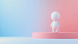 © sun - cartoon character standing on a colorful pedestal in a minimalist studio with a soft gradient background, showcasing playful design and modern aesthetics.