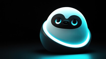 Poster - A cute, glowing robot figure with large eyes, designed for aesthetic appeal.