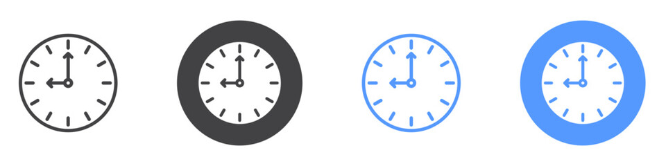 Time icon flat line symbol set.