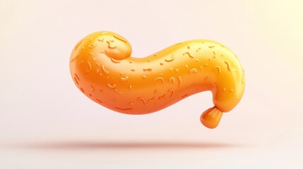 Fototapete - A playful, abstract orange shape resembling a whimsical food item, floating with a glossy finish.