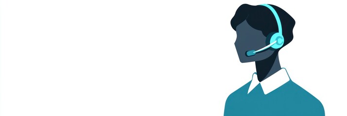 Poster - Illustration of a person wearing a headset, suggesting customer support or communication.
