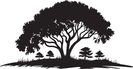 Minimalist black and white illustration of a tree. 