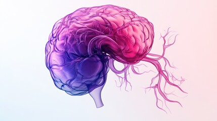 Fototapete - A stylized brain illustration in vibrant colors, emphasizing neural connections and creativity.