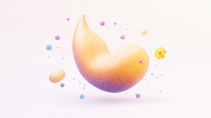 Poster - A stylized, abstract representation of a stomach with floating elements.