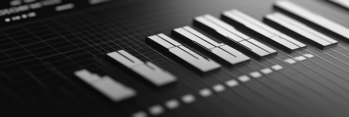 Poster - Abstract representation of sound waves with horizontal bars on a dark background.