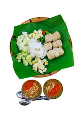 Wall Mural - Top view of Fried Shrimp with Sugar Cane and Rice Vermicelli, focus selective