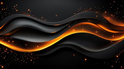 Wall Mural - dynamic metallic gradient waves on black background abstract art visual design high fidelity modern 