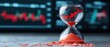 © AnuStudio - Investing mistake fail business and volatility Concept, Hourglass with red sand symbolizes time management and urgency against a backdrop of financial market graphs.