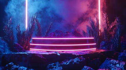 Leinwandbilder - Neon light show futuristic setting digital art nighttime abstract perspective vibrant atmosphere