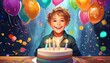 © Abdul Rehman - Cheerful Child with Colorful Balloons Art  Birthday Cake, Magical Sparkle, Vibrant Confetti Falling, Joyful Celebration Scene, Festive Birthday Magic, Radiant Child Happiness, Dreamy Party Mome