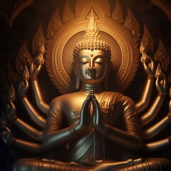 Wall Mural - golden buddha statue