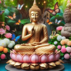 Wall Mural - golden buddha statue