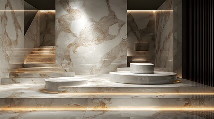 Poster - Modern interior design showcase luxurious hallway 3d render minimalist style digital art aesthetic appeal