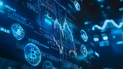Poster - Digital currency trends global financial market infographic virtual environment data visualization blockchain analysis