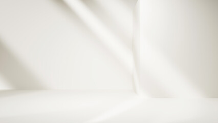 Fototapete - Luxury empty room with podium table stage and light beams with shadows