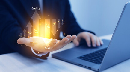 Leinwandbilder - Corporate strategy and effective business management.Cost and quality control and enhance company performance. Increase quality and cost optimization for products. 