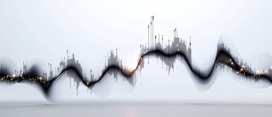 Wall Mural - Abstract flowing waveform with data peaks and valleys.