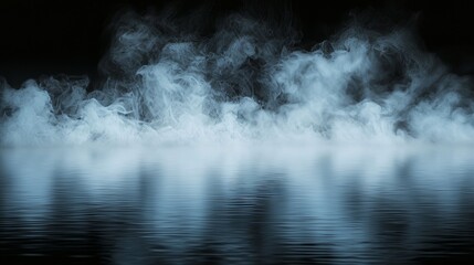 Smoke fog cloud on dark floor with spooky night mist effect isolated on white horror overlay texture abstract 3D scene