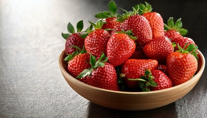 Wall Mural - Bowl of ripe, red strawberries.  Sweet and juicy!