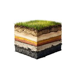 Sticker - Soil layers. Cross section soil layers. 3D illustration isolated on light background