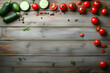 © Dmitriy - Tomatoes and cucumbers on an old wooden background...