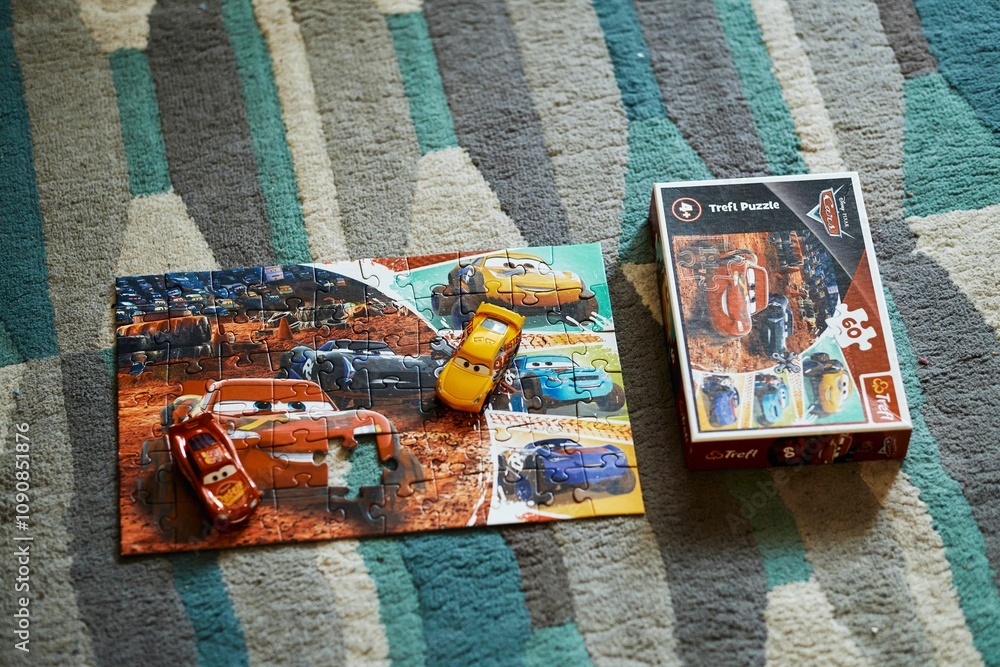 Mattel Cruz Ramirez and Lightning McQueen on a Trefl Disney Pixar Cars ...