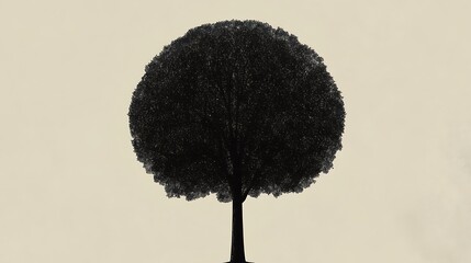 Wall Mural - A Single Dark Tree Against A Light Background